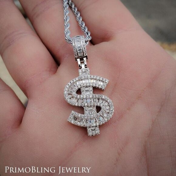 Baguette Money Sign Necklace  - Picture 3 of 3